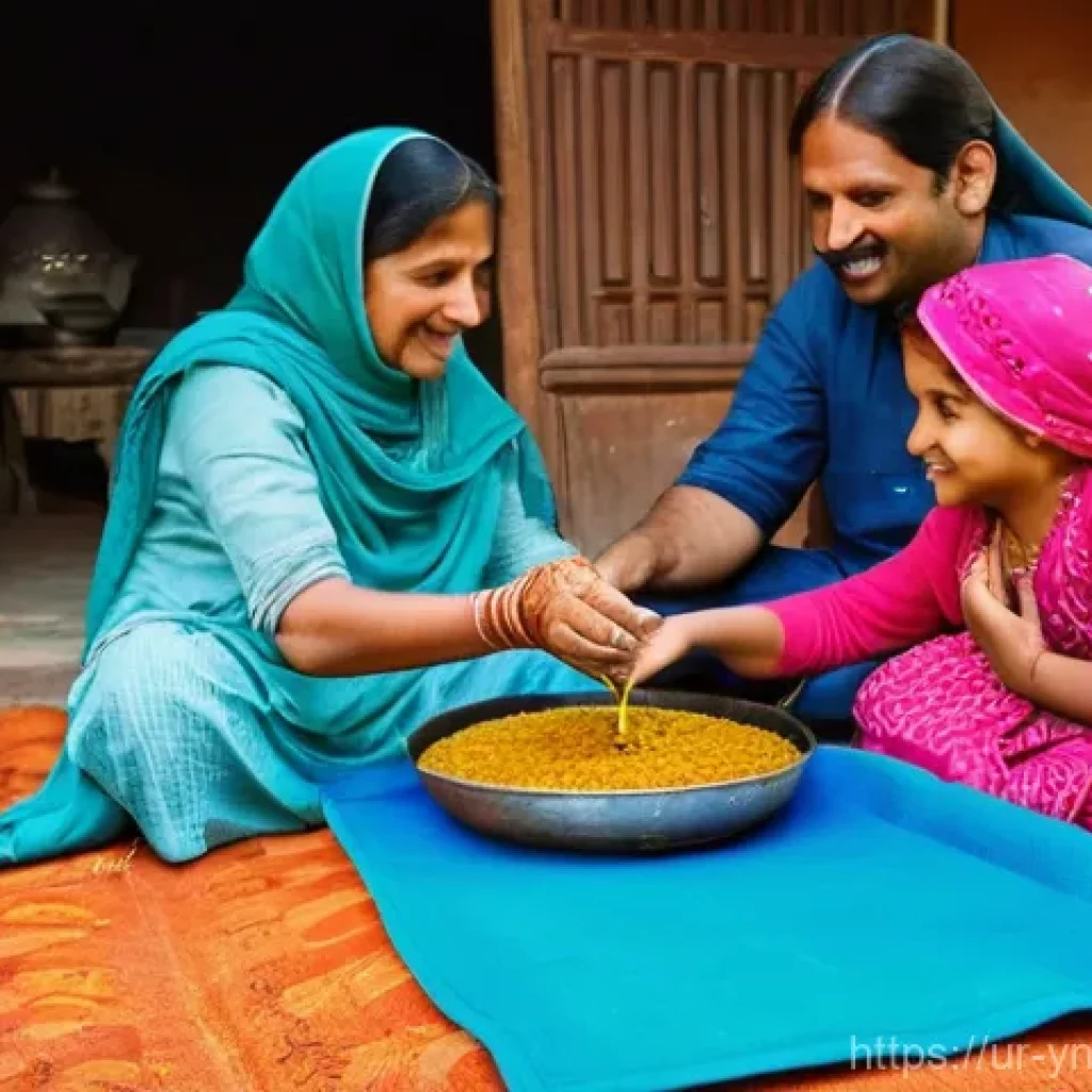 겨울철 따뜻한 요리로 에너지 절약하기 - **Prompt:** A cozy and vibrant scene inside a Pakistani home during a winter evening. A family (moth...
