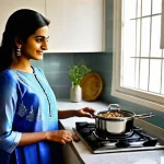 Home 20 조리 기구의 에너지 효율 비교 - **Prompt:** A modern Pakistani woman in her early 30s, dressed in a stylish yet modest shalwar kamee...