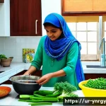 Home 17 싱크대 사용을 줄여 에너지 절약하기 - **Water-Wise Kitchen Practices in a Pakistani Home**
"A brightly lit, clean, and organized kitch...