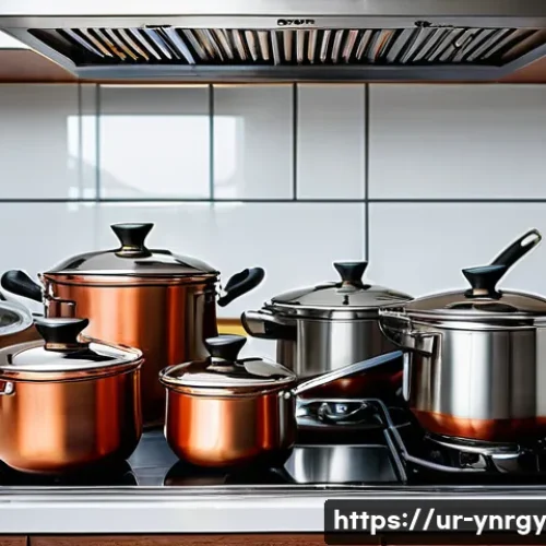 Home 15 에너지 절약을 위한 조리법 실험 - A modern kitchen scene featuring a traditional Pakistani home setting with thick, heavy copper and s...